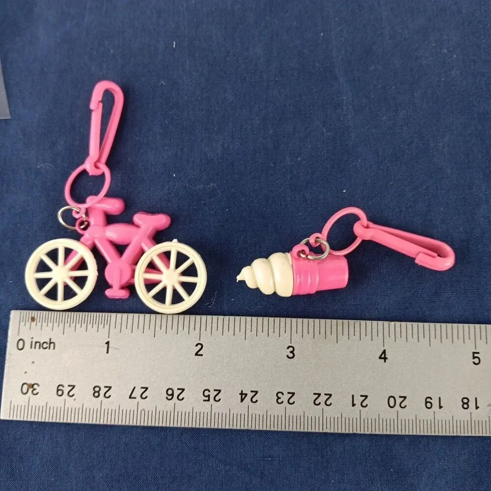 1980s Bell Charms Bicycle Ice Cream Cone Pink Yellow Lot No Bells Loose Toys